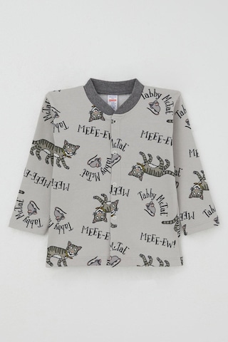 Breeze Erkek Bebek Pijama Takımı Sevimli Kedi Ve Farecik Desenli 0-1 Yaş, Gri Gri