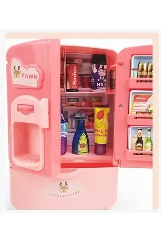 Symbee Çocuklar İçin Eğlenceli Ve Eğitici Pembe Çift Kapılı Buzdolabı Oyuncağı, 3 Yaş Üstü İçin Uygun, Abs Malzeme.