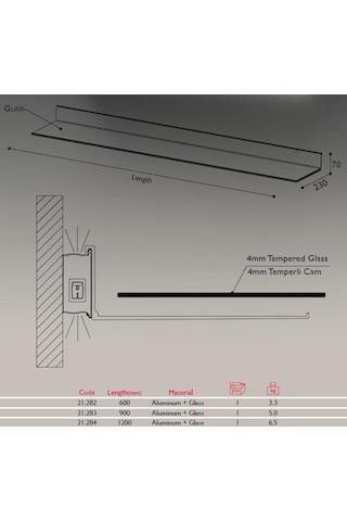 Arka Aydınlatmalı Raf Çok Renkli