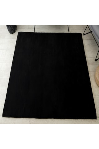 Tappeto Re x Tavşanı Post Halı Siyah (22 mm Tüy)-80 x 150