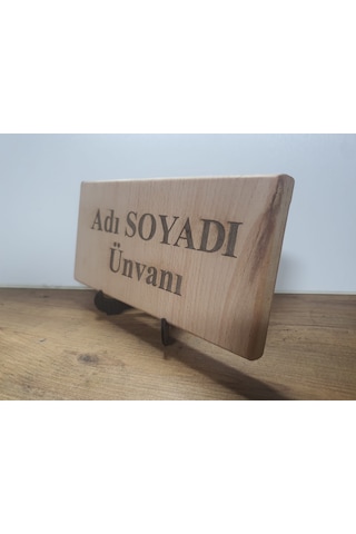 23x11 Cm Kişiye Özel Ahşap Yakma İsim Ad Soyad Ünvan Hediyelik Makam Ahşap Çok Renkli