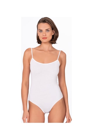 Kadın Çıtçıtlı İp Askılı Badi Beyaz Kompedan K0603-beyaz