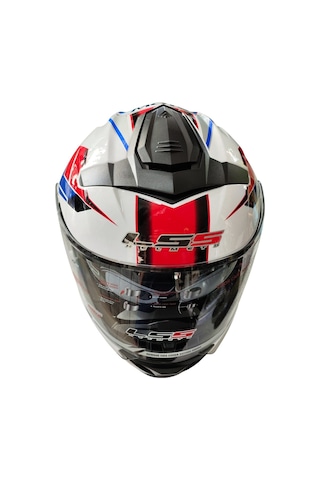Ls5 Helmets Çeneden Açılır Kask Vizörlü Beyaz - Kırmızı Gri