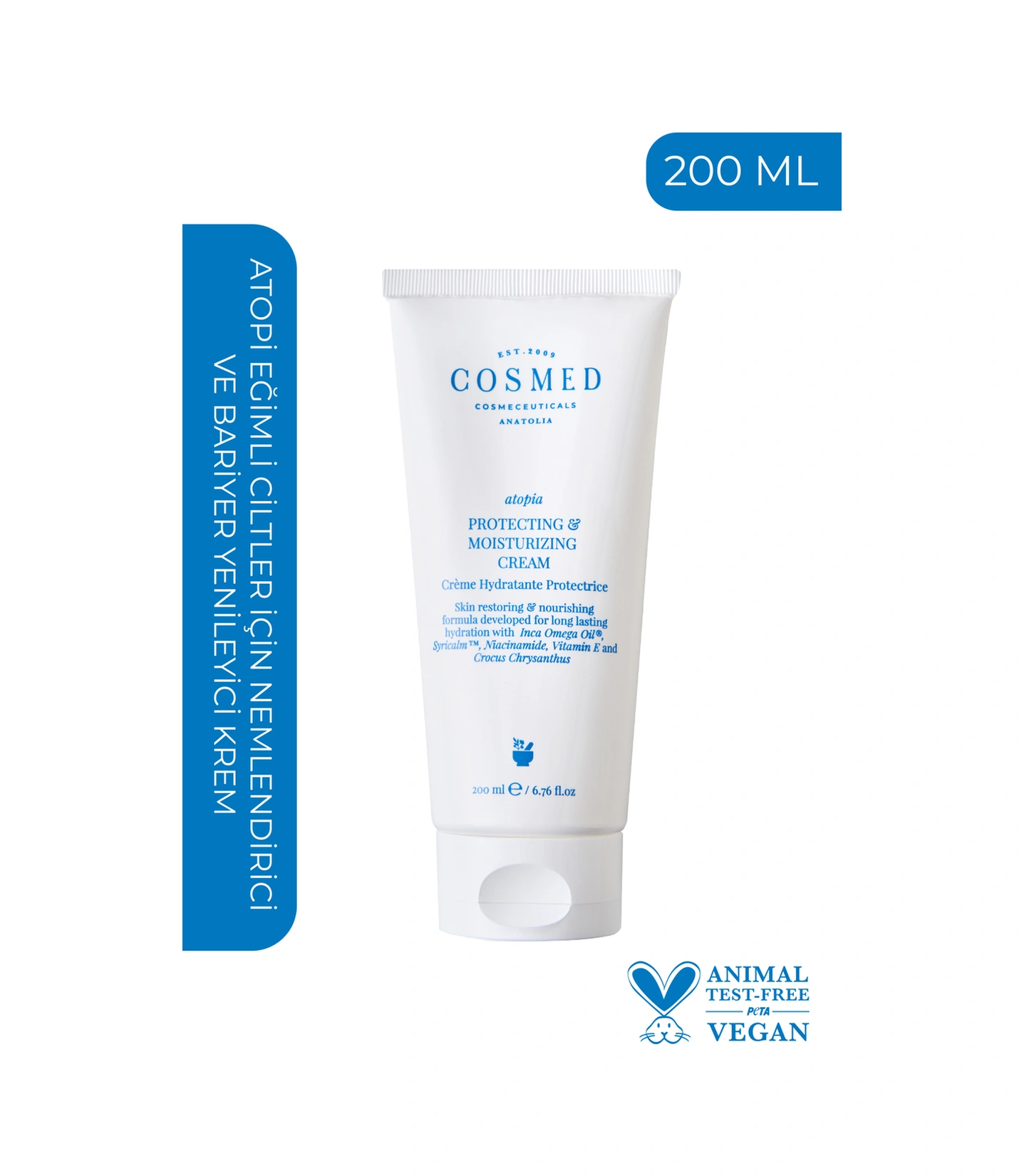 Cosmed Atopi Eğilimli Ciltler İçin Nemlendirici Yüz ve Vücut Bakım Kremi - Protecting & Moisturizing Cream - 200 ml