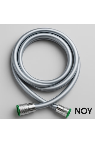 Duş Başlığı Uyumlu Gri Pvc Duş Hortumu 1,5 Metre Universal Esnek Dayanıklı Krom Bağlantılı Hortum Gri