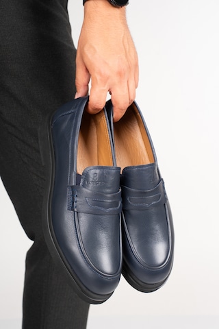 Fame Step Hakiki Deri Erkek Loafer Mokasen Klasik Ayakkabı Comfort Prato Lacivert