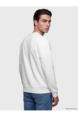Lcwaıkıkı Classic Beyaz Bisiklet Yaka Erkek Sweatshirt