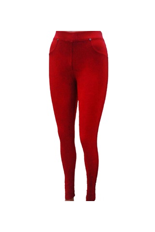 Besttrend Kırmızı Kadın Diagonal Pamuk Kot Pantolon Tayt Edy159k Kırmızı
