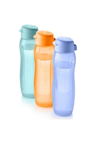 Tupperware Eko Şişe Slim Suluk Şişe 750 Ml 3'lü Set Matara Çevre Dostu Çok Renkli