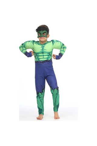 Yeni Sezon Sevilen Karakter Yeşil Dev Kahraman Hulk Kaslı Kostüm - Dolgulu Yeşil