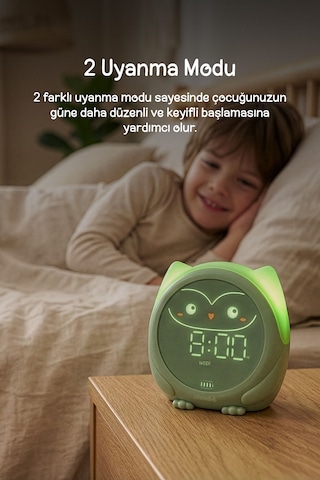 Cloud-b Melodili Sensörlü Masa Saati Uyku Eğitmeni 13x12x10 Cm Haki Yeşil