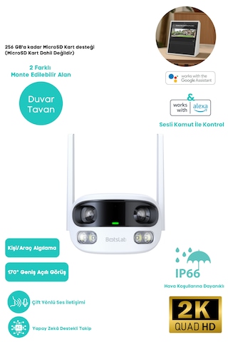 Botslab Smart W302 Outdoor Kamera 3K / Çift Yönlü Ses / 170°/ Akıllı İnsan Takibi