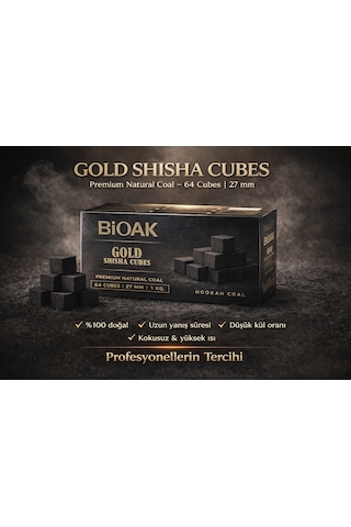 Bioak Gold Shisha Cubes Nargile Kömürü 1 Kg - 27 Mm