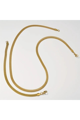 Gold Renk İtalyan Hasır Model 319l Çelik Erkek Kolye&bileklik Set