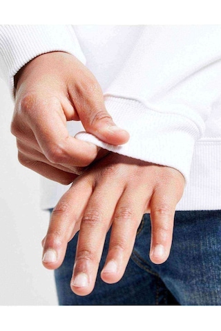 Sparco Logo Zeminli Baskılı Unisex Çocuk Kapüşonlu Beyaz Sweat Beyaz