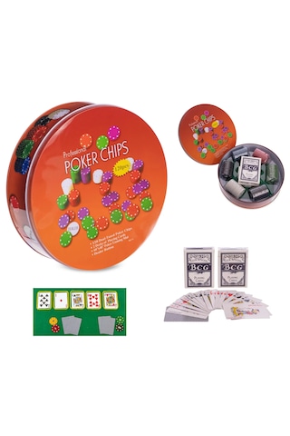 Rakamlı Poker Çipi Oyun Seti Metal Kutulu 120 Poker Fişi
