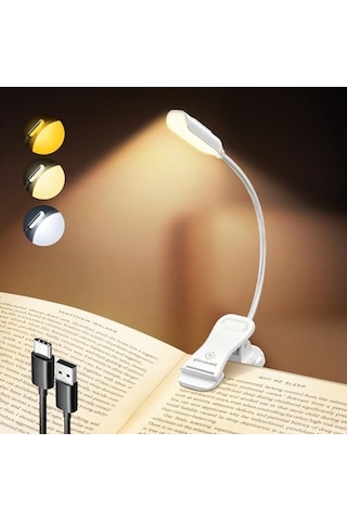 Söğüt Yatakta Kitaplar İçin Okuma Işıkları, 10led Parlak Kitap Işığı, 3 Renk Ve 3 Parlaklık, Şarj Edilebilir Kitap Işığı 80 Saat Sürer, Okuma Işığında Hafif Klips Beyaz Enerji Sınıfı A