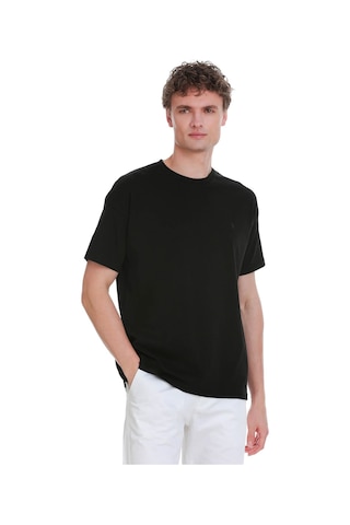 Hatemoğlu Siyah Regular Fit 100% Pamuk Bisiklet Yaka Oversize Tişört 1995328 SIYAH