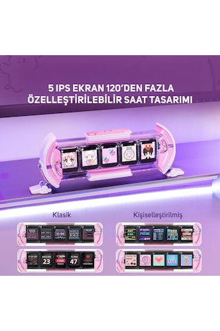 Divoom Times Gate Pixel Art Bilgilendirici Ekran, Wıfı 5 Adet 128 128 Ips Ekran, Led Dijital Saat Işıkları Oyun Oda Genel