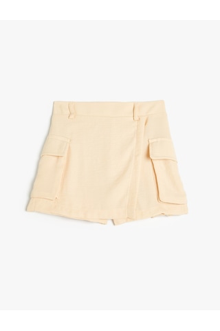 Koton Şort Etek Kargo Cepli Beli Lastikli Ekru 4skg40067aw Ekru