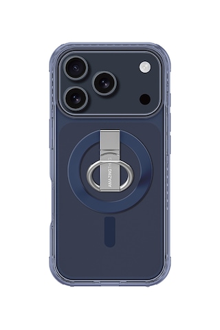 Apple Uyumlu iPhone 17 Pro Max Kılıf M-safe Şarj Özellikli Yüzük Standlı Amazingthing Titan Pro Serisi Kapak Mavi Mavi