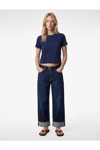 Koton Regular Fit Pamuklu Kısa Kollu Bisiklet Yaka Basic Tişört Lacivert 6sak60004ek