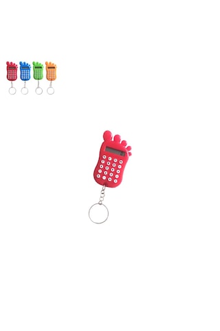 Kırmızı Ayak Şekilli Mini 8 Haneli Hesap Makinesi Anahtarlık 1 Adet Ebat: 6.7 CM x 4 CM