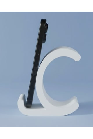 Dekoratif C Harfi Tasarımlı Masaüstü Akıllı Telefon Standı Ve Tutucu Beyaz
