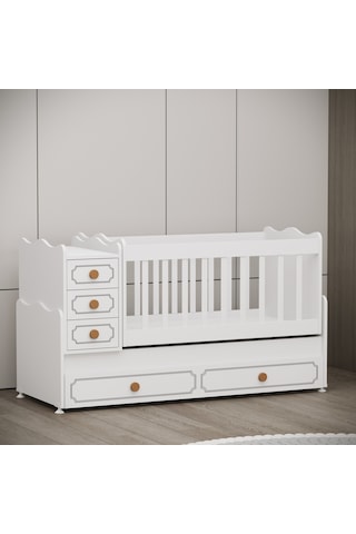 Garaj Home Yaren Yavrulu 4 Kapaklı Bebek Odası Takımı Beyaz