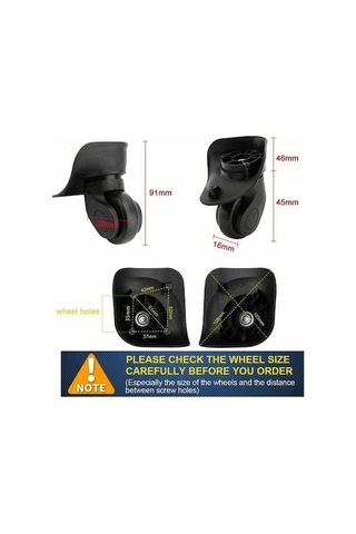 Fastbuy 2 Adet Siyah Sessiz Seyahat Çantası Tekerlek Aksesuarı, Pp+pet Malzeme, 300 Gr Ağırlık -