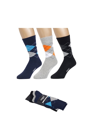 Ozzy Socks 3 Çift Dikişsiz Erkek Penye Pamuklu 4 Mevsim Çorap Lacivert