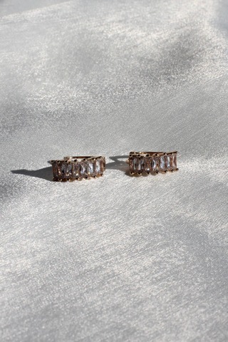 Niki Aksesuar Baget Zirkon Taşlı Gold Küpe Gold