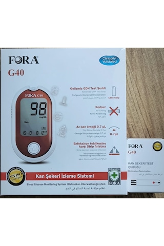 Fora G40 Şeker Ölçüm Cihazı + Şeker Test Çubuğu 50 A...