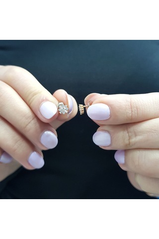 Lova Baget ve Yuvarlak Pırlanta Taşlı Larsa Küpe -  3040039