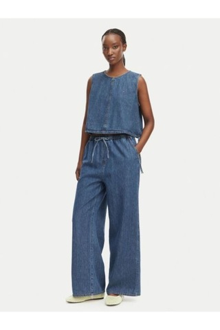 Tommy Hilfiger Mavi Denim Logolu Kadın Pantolon-15584 Mavı