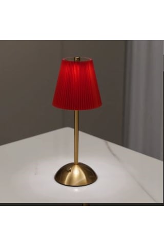 Morponi Luna Plise Gold Abajur Şarj Edilebilir Kırmızı Kırmızı