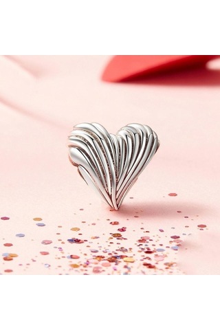 Fastbuy S925 Ayar Gümüş Kalp Boncuk Bilezik, Renkli Desen, Klasik Hediye Çok Renkli