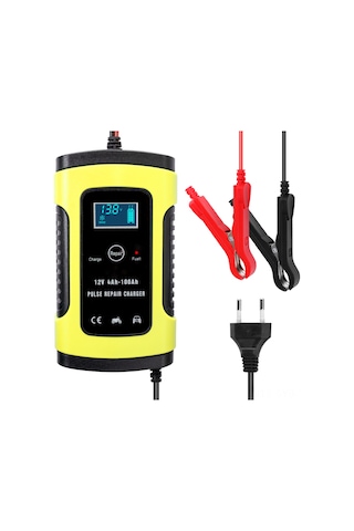 Symbee 12v 6a Akıllı Akü Şarj Cihazı, Otomobil/motosiklet, Tam Otomatik, Lityum Dışı Akü Tamiri, Sıcaklık Algılama, Lcd Ekran, Avrupa Standartı, Sarı