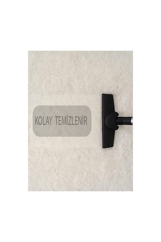 Krem Post Peluş Yumuşak Yıkanabilir Kaymaz Dot Taban Salon Koridor Çocuk Halısı Krem