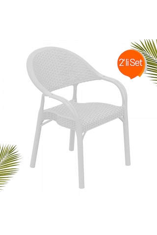 Holiday Bambu Sandalye 2 Li Set Beyaz