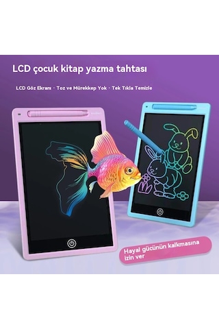Tcherchi 10 İnç Çizim Tableti, Lcd Yazı Tahtası, Renkli Doodle Tahtası, Tekrar Kullanılabilir Yazı Tahtası Mavi