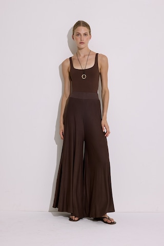 Dökümlü Rahat Pantolon Kahverengi Kahverengi