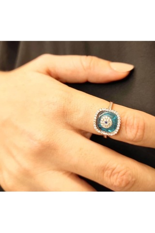 Oriental Kuyumculuk Jewellery Taşlı Göz Nazarlık Rose Gümüş Yüzük Rose