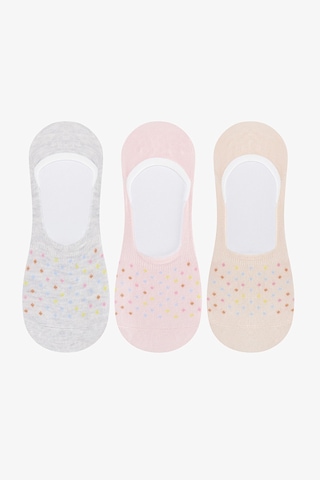 Penti Tiny Dotted 3lü Babet Çorabı Gri - Pembe