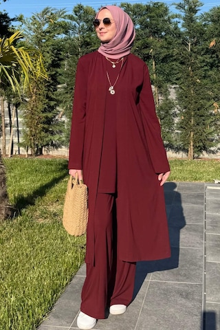 Rabia Şamlı Yaren Üçlü Takım Bordo Çok Renkli