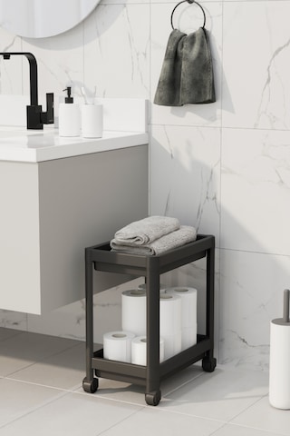 Mithra Life 2 Katlı Tekerlekli Tezgah Altı Siyah Banyo Mutfak Rafı Mıt1121 Siyah