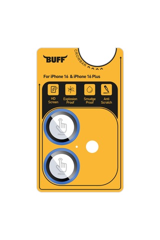 Buff Apple Uyumlu iPhone 16 Plus Metal Kamera Lens Koruyucu Blue
