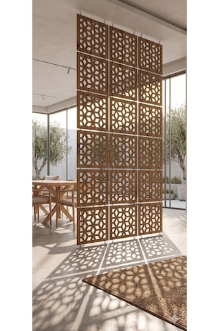 Lazer Kesim Paravan, Ahşap Separatör, Oda 4'lü Panel Levha Model04 40 X 40 Cm