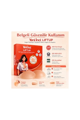 Yeni İnci Liftup Doğal Toparlayıcı Yapışkanlı Silikon Göğüs Ucu Kapatıcı Ten