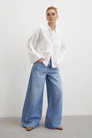 Yüksek Bel Wide Leg Jean Mavi Mavi